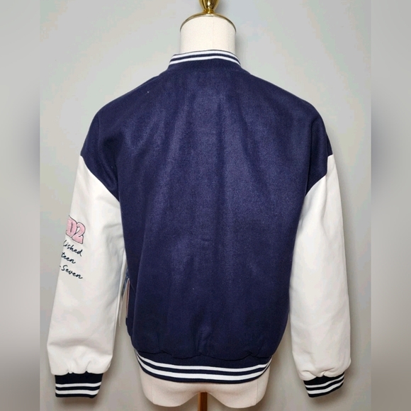 Limited Too Junior Varsity Jacket Faux Leather Sleeves Bomber Size L (12/14) - Picture 3 of 3